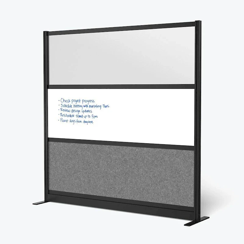 Modular Room Divider Wall System — Black Frame, 70x70 Starter Wall, Wide Paneling