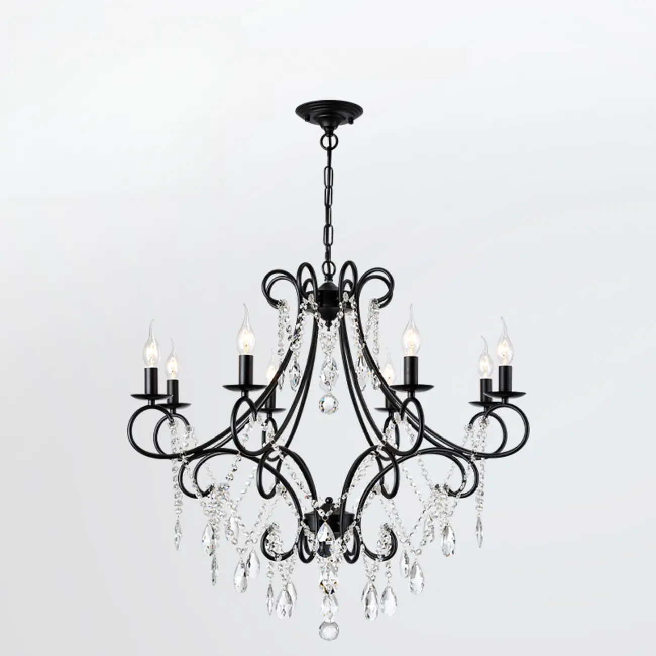 Elegant Gold Curved Crystal Candelabra Chandelier