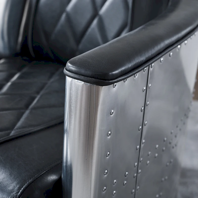 Art Leon IndustrIal Retro Top Grain Leather & Aluminum Accent Chair