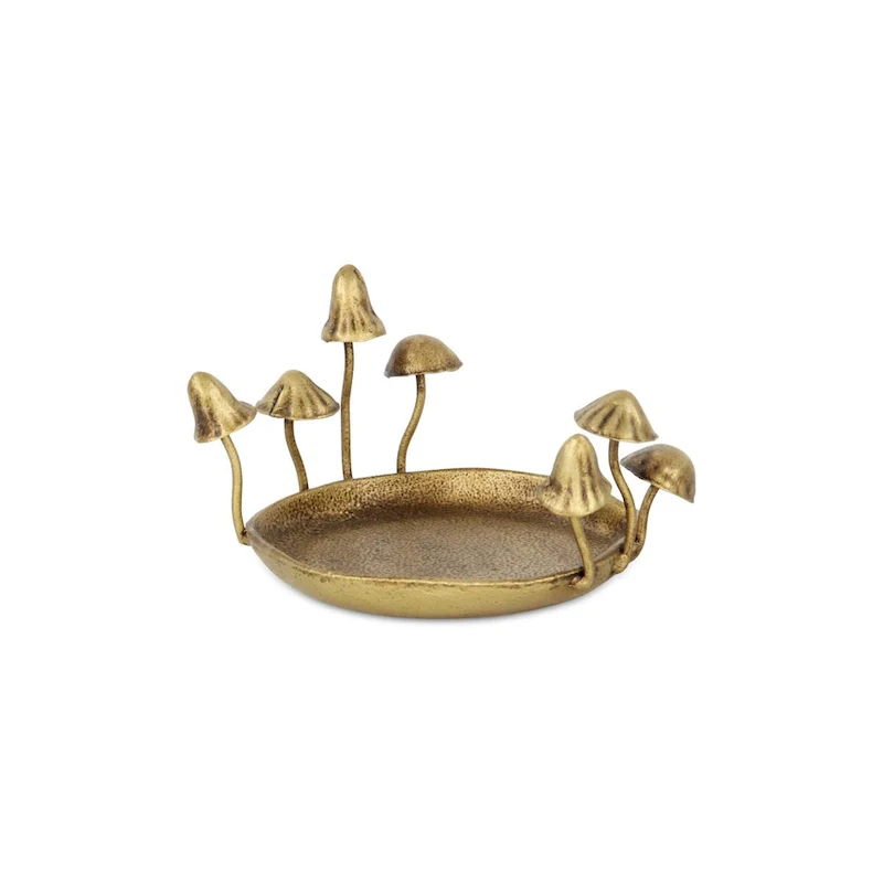 Qinrie Golden Cast Iron Catchall Mushroom Tray