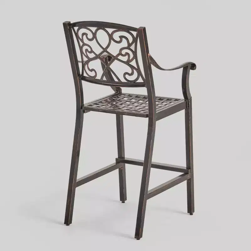 2pk Waterbury Aluminum Patio Barstools Copper - Christopher Knight Home: Traditional Scroll Design, Weather-Resistant