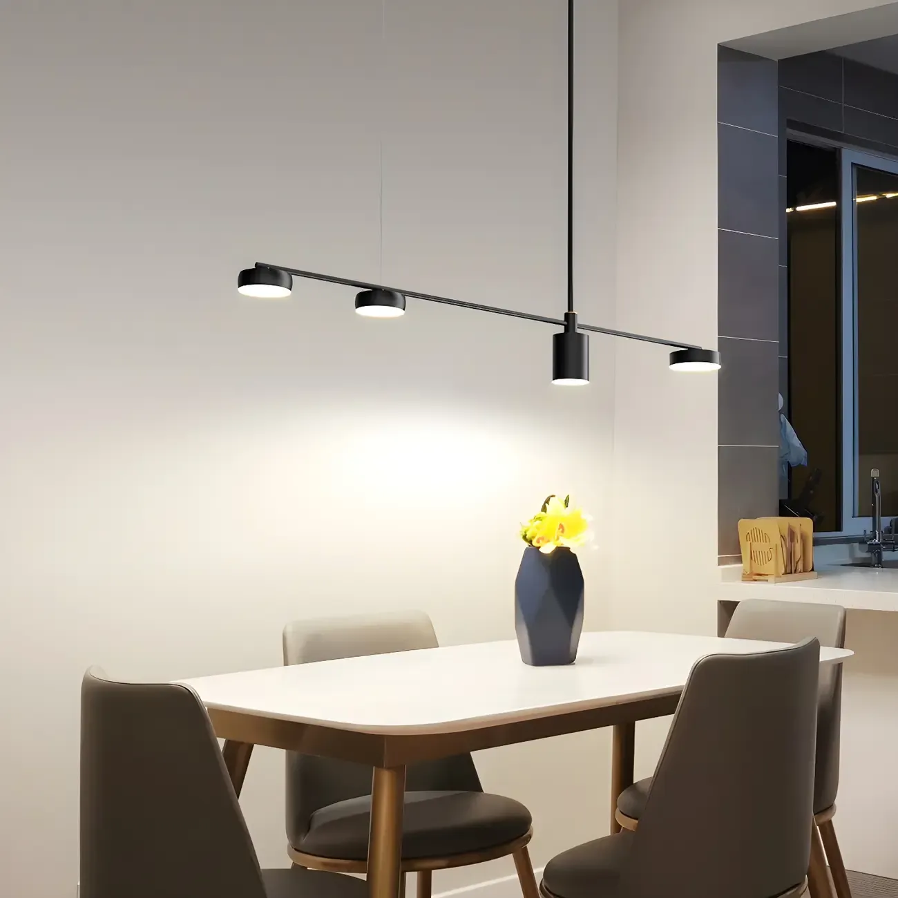 Modern Adjustable Black Linear Kitchen Island Light