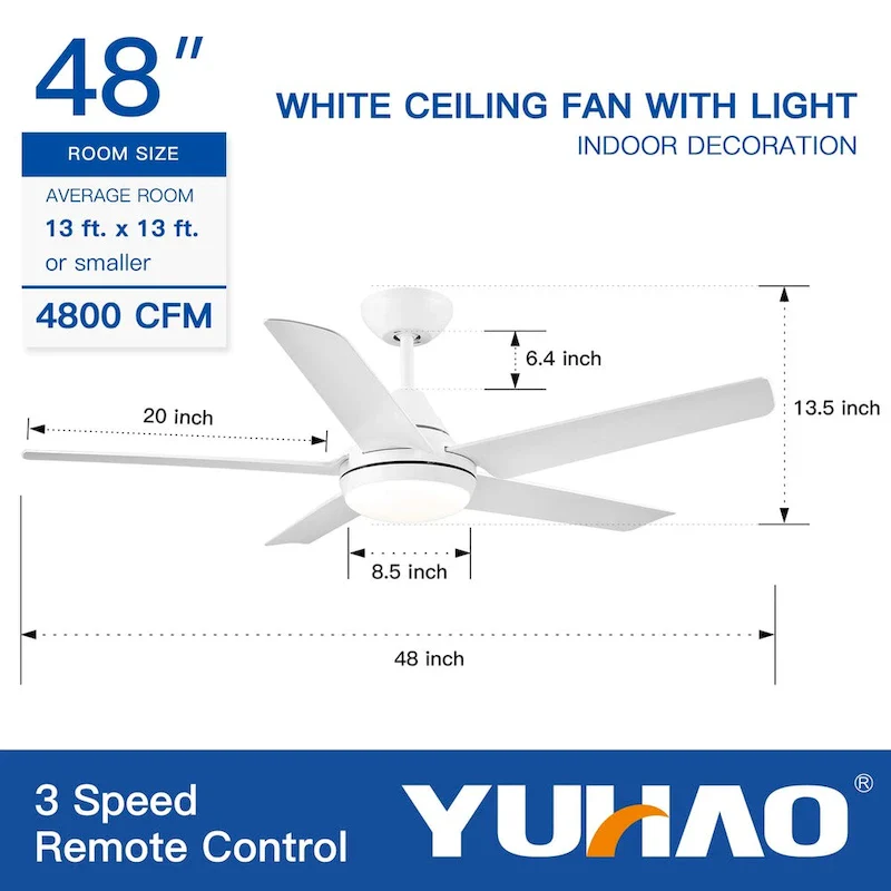 48 In Intergrated LED Ceiling Fan with ABS Blade - 48.00 *48.00 *13.77