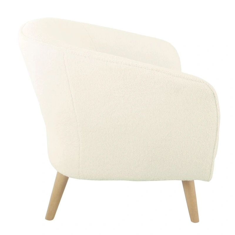 HomePop Sherpa Accent Chair with Wood Legs - Cream