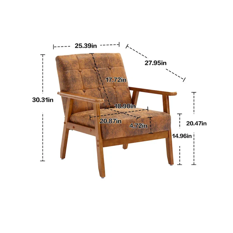 28.74 Tufted Accent Chair with Solid Wood Frame