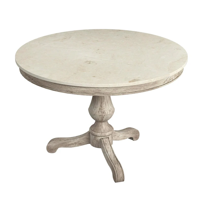 Danielle 44  Round Pedestal Marble Dining Table