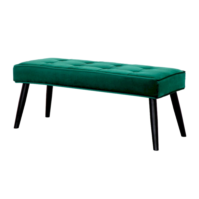 Kipp Velvet Upholstered Button Tufted Bench Ottoman
