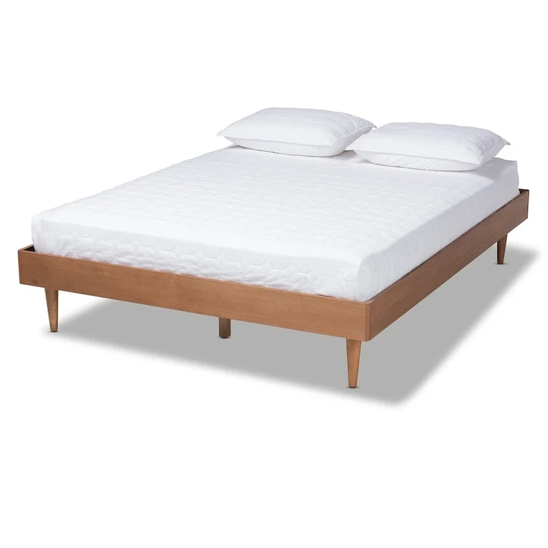 Ash Walnut Mid-Century Modern Wood Bed Frame (Full/Queen/King)