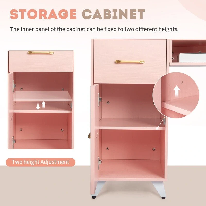 Embossed Particle Board Tempered Glass 55 W Manicure Table