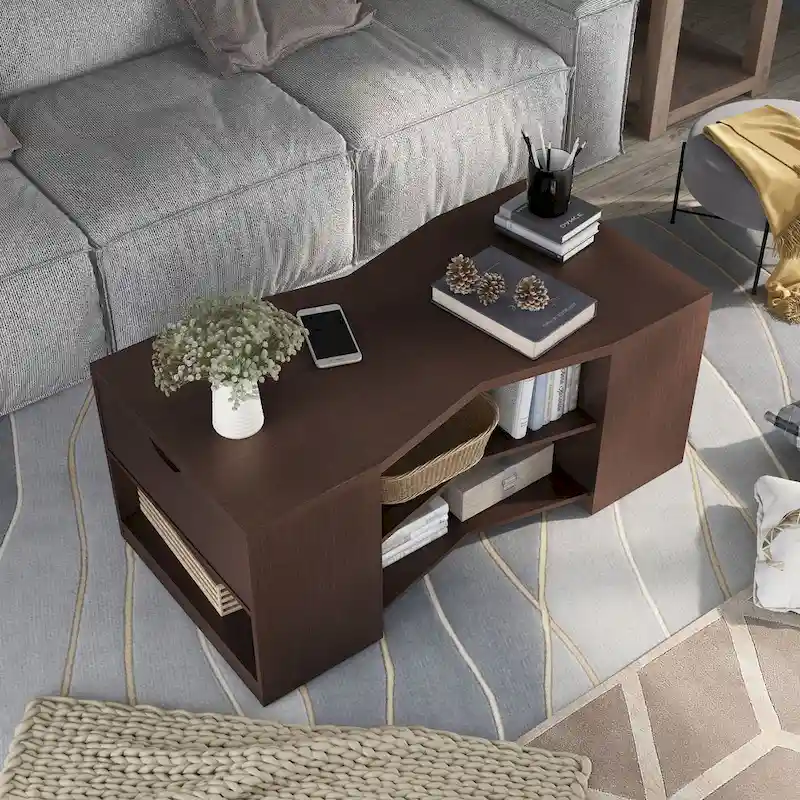 Orem Contemporary Brown 47-inch 6-shelf Coffee Table