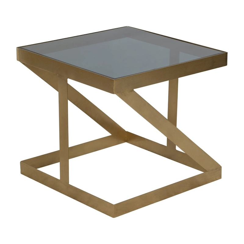 Sagebrook Home Modern Glam 20 Metal and Glass Gold and Black Side Accent Table - 22 x 22 x 20