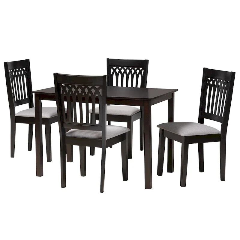 Modern Fabric and Wood Dining Set