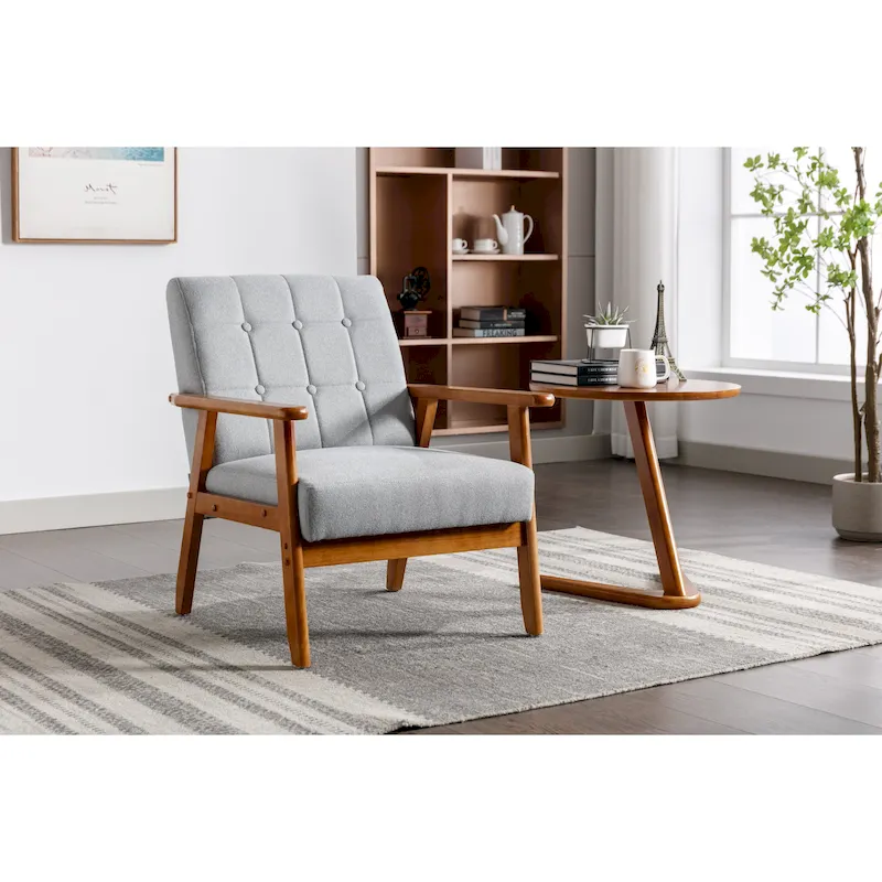 Tufted Accent Chair with Solid Wood Frame
