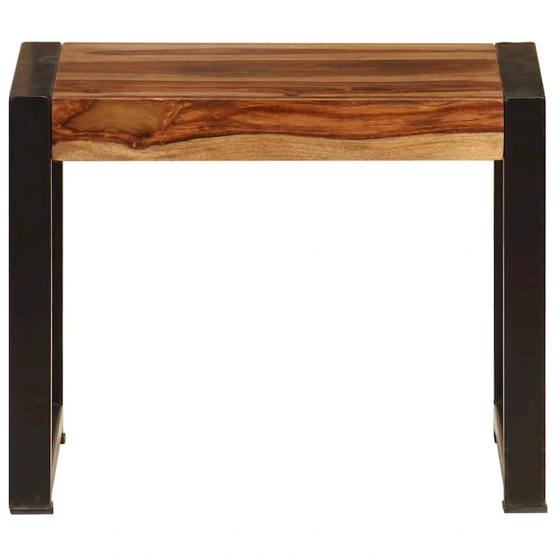 vidaXL Nesting Tables Set of 3, Sheesham Wood, Black Steel Frames