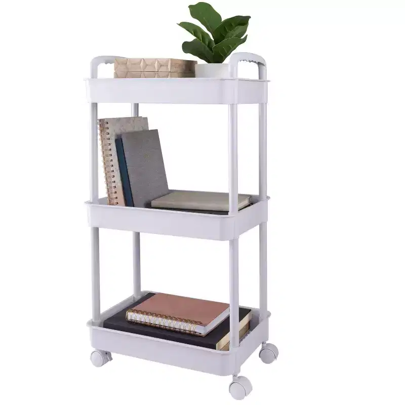Organize It All 3 Tier Storage Rolling Utility Cart with Wheels White