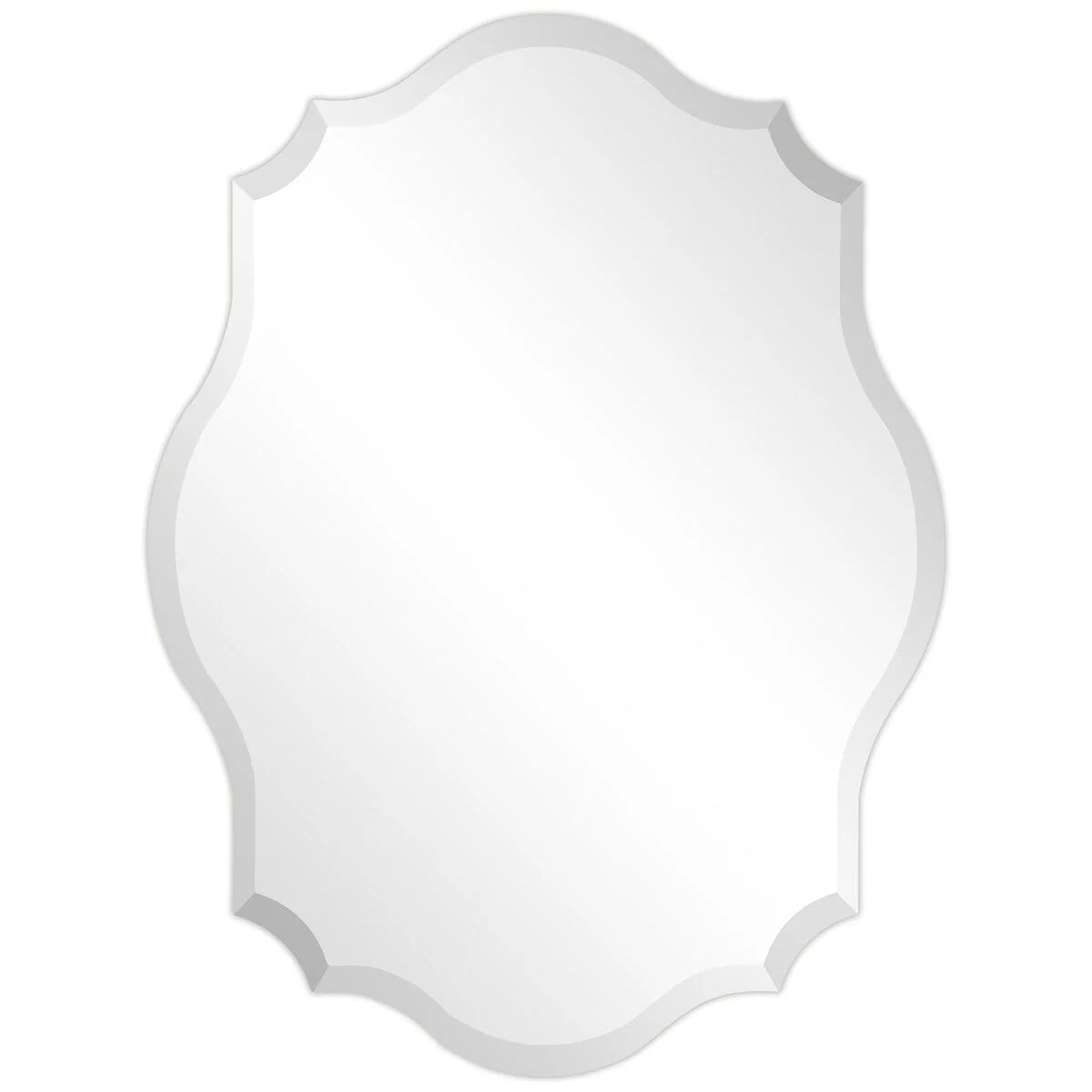 Frameless Beveled Oblong Elegant Scalloped Wall Mirror