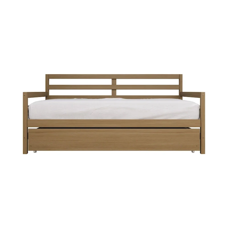 White/Walnut/Black/Light Oak/Antique Grey Railing-Style Twin Daybed with Trundle