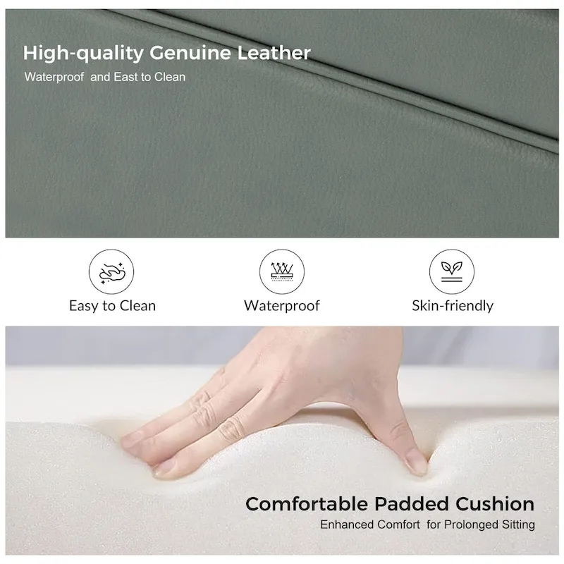 Angel Transitional Genuine Leather Sofa With Tufted Back by HULALA HOME