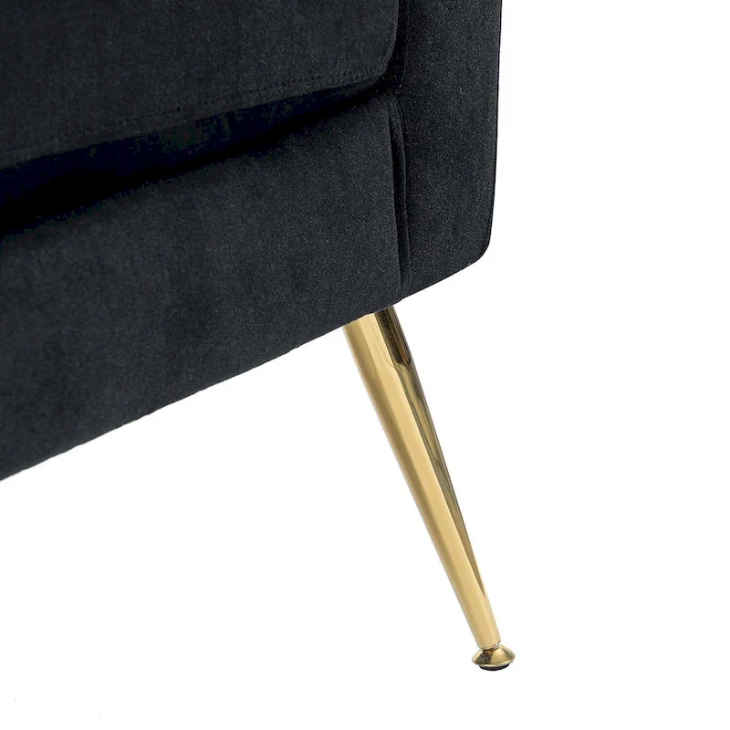 Velvet Tufted Accent Armchair with Gold Metal Legs – 250lbs Capacity