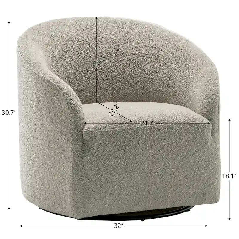 32W Boucle Upholstered Swivel Barrel Armchair (Set of 2)