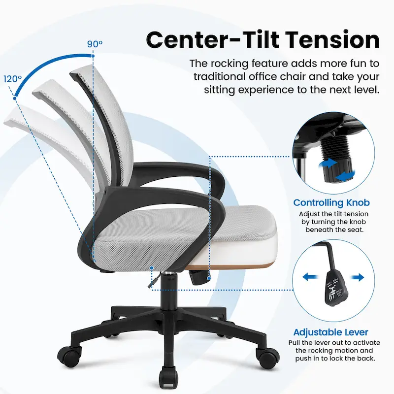 Yaheetech Adjustable Ergonomic Office Chair MidBack Mesh Swivel Chair