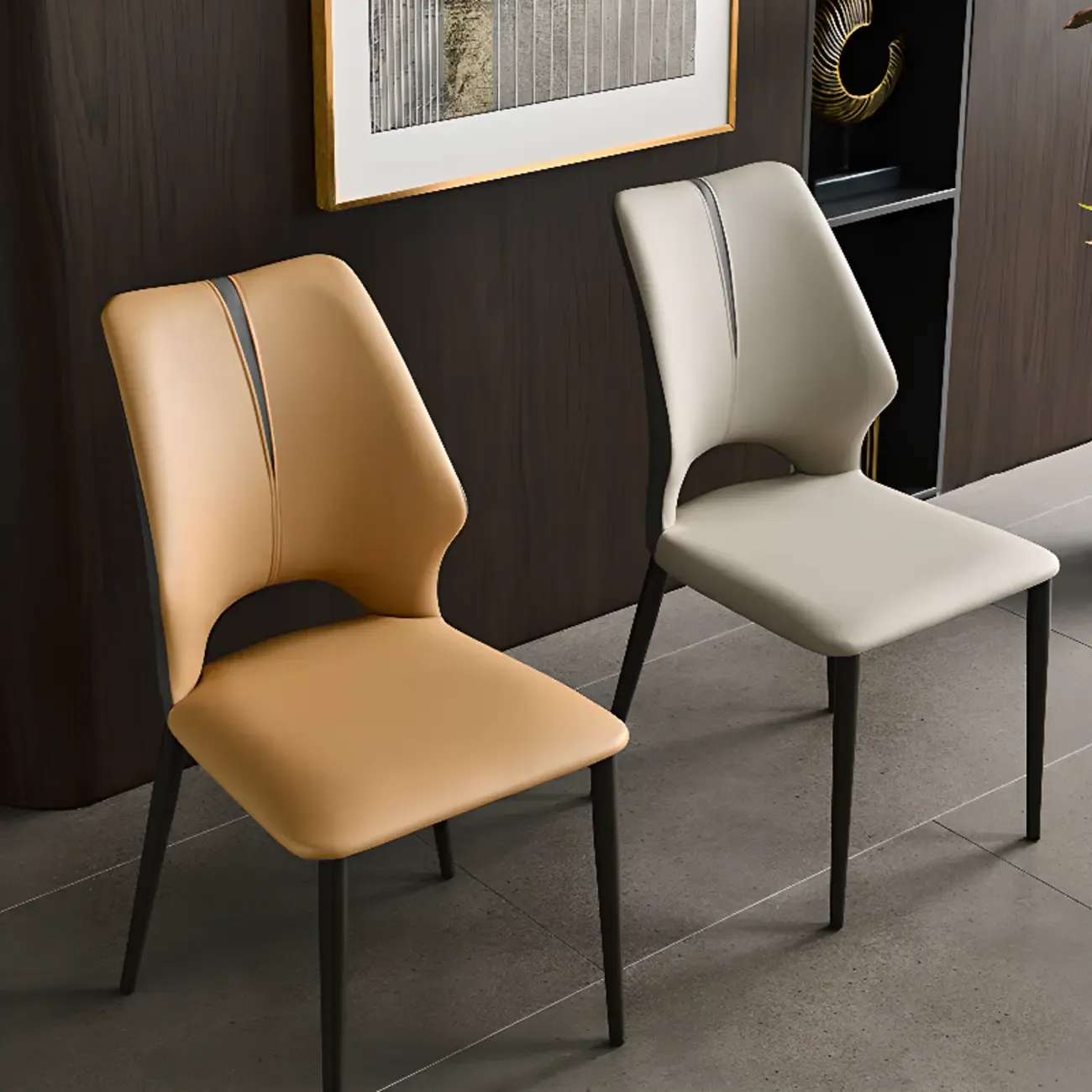 Modern Faux Leather Open Back Armless Dining Chair