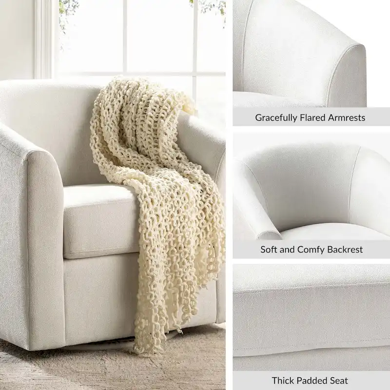 Cuenca Modern Upholstered Barrel Chair with Swivel Base