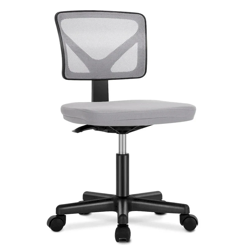 Armless Small Office Desk Chair with Back