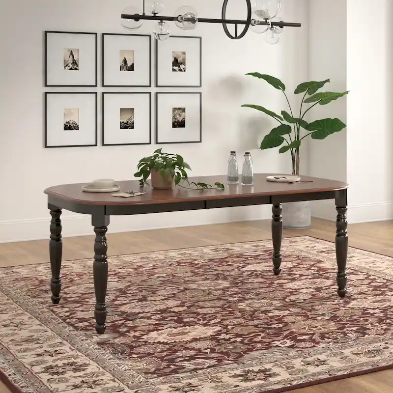 Two-Tone Dining Table, Antique Black/White, Round & Rectangular, Seats 4–6