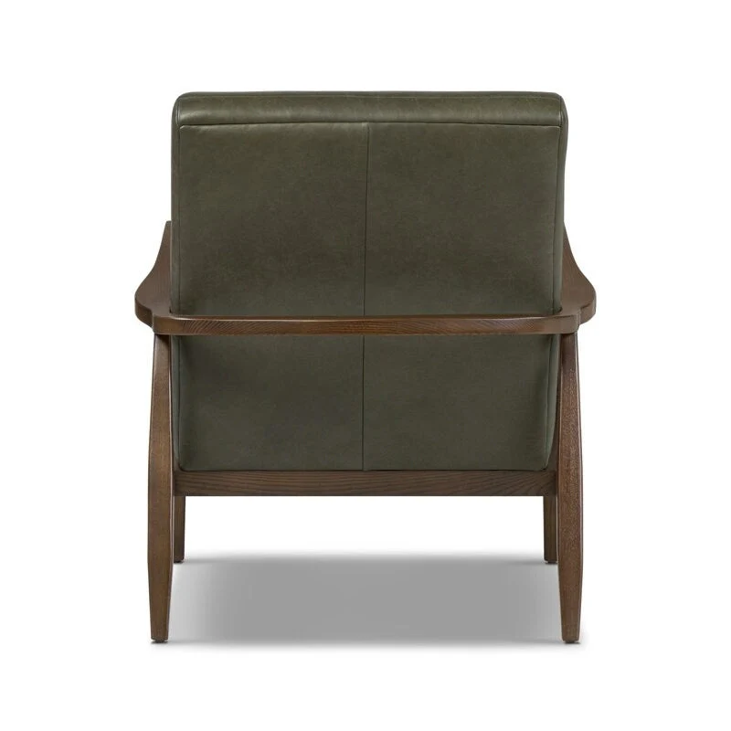 Walnut Ribbed Leather Lounge Chair