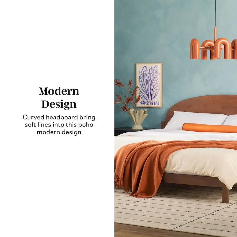 Middlebrook Designs Arched Headboard Solid Pine King Bed