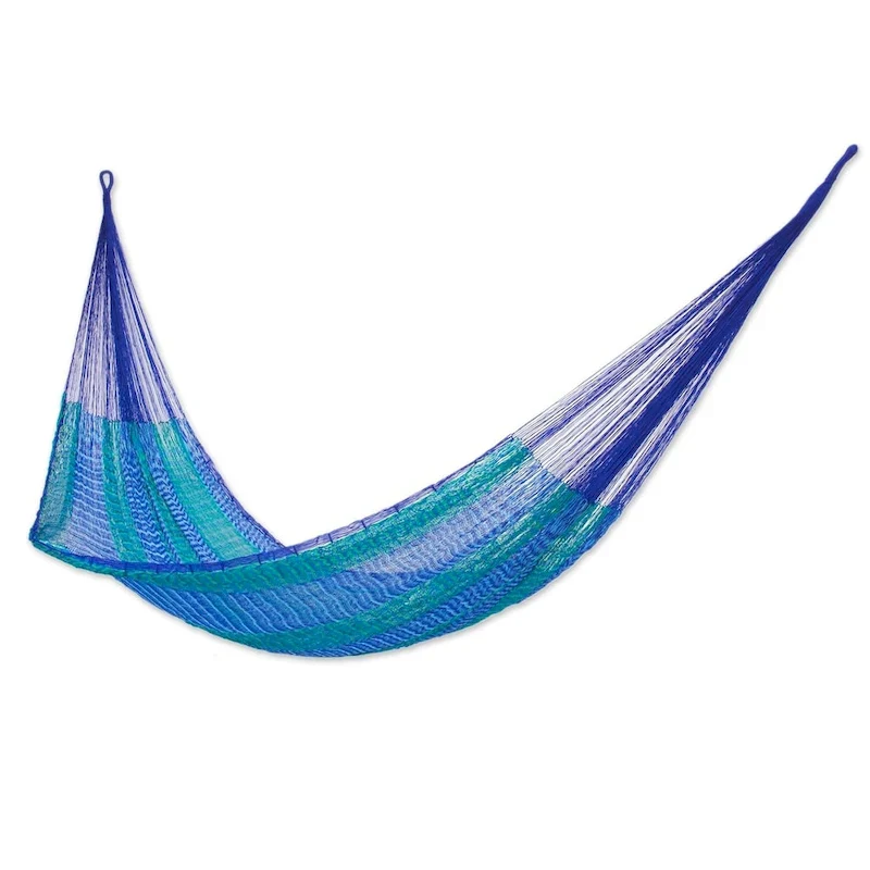 Large Deluxe Cool Lagoon Nylon Camping Style Hammock (Mexico)