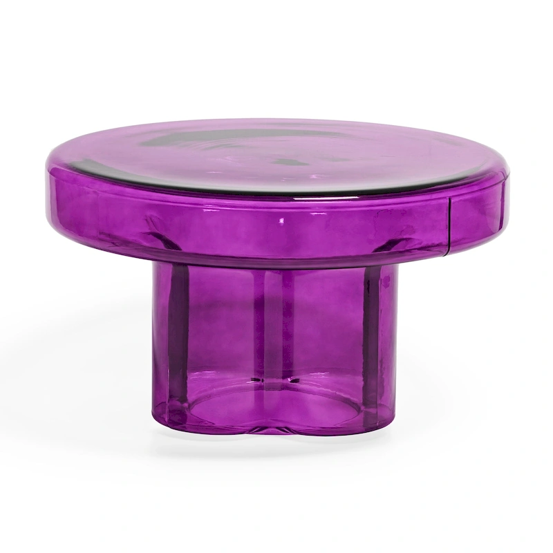 Modern Artistic Flower Glass Round Coffee Table Side Table