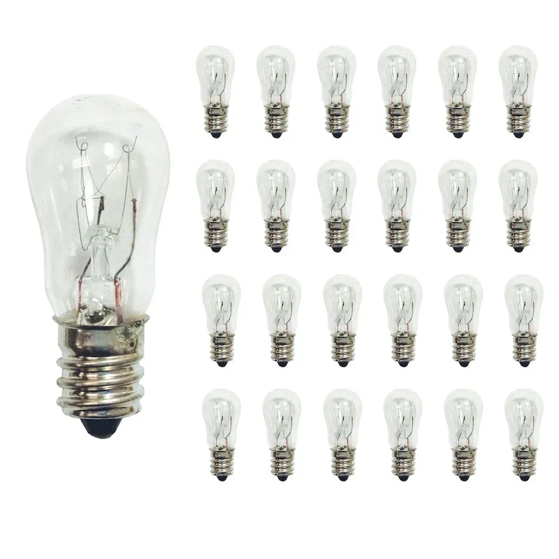 Bulbrite Pack of (25) 6 Watt Dimmable S6 Incandescent Light Bulbs with Candelabra (E12) Base, Clear - Warm White Light