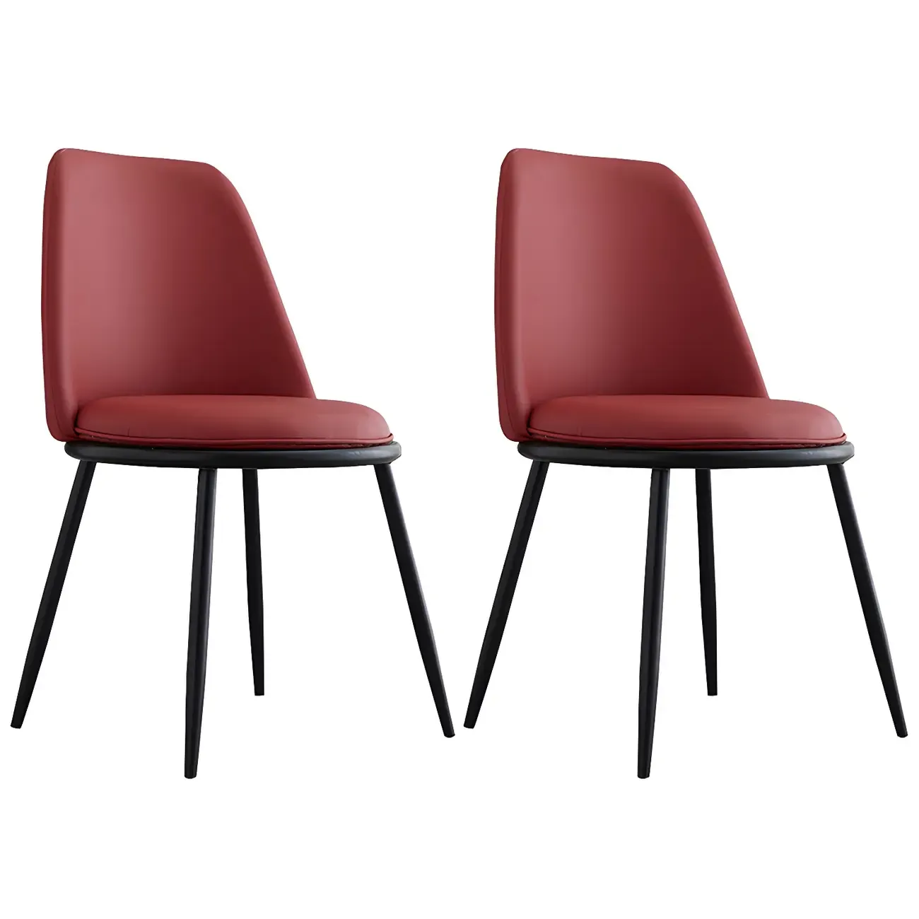 Glam Scandinavian Leather Armless Dining Chairs Metal Frame