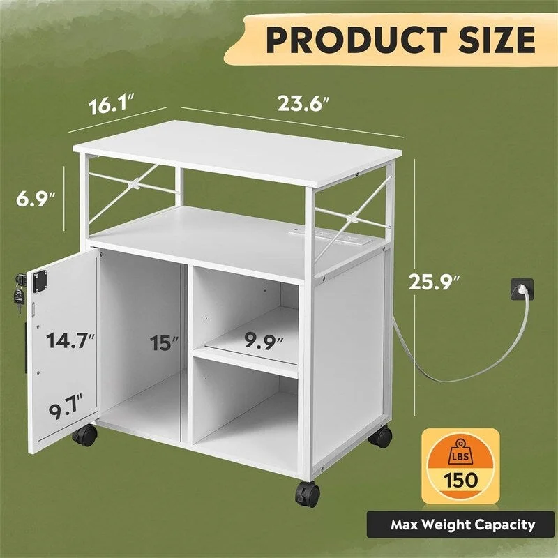 File Cabinet with Charging Station - 16.06D x 23.62W x 25.91H