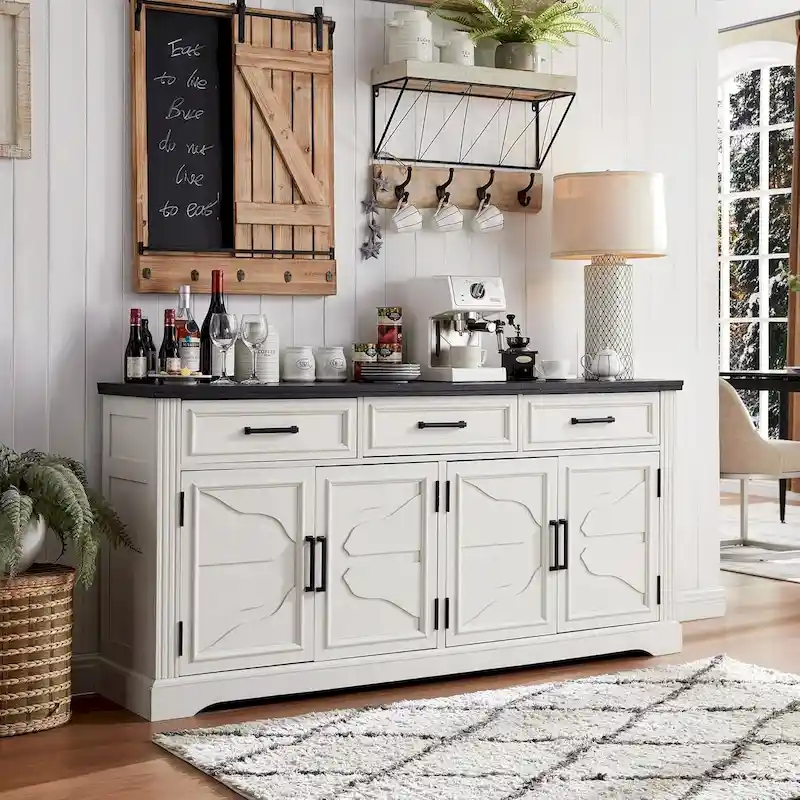 Farmhouse Buffet Sideboard Cabinet,Coffee Bar Wine Bar for Dining Room