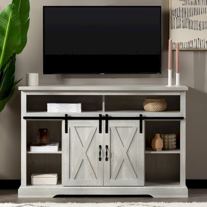 52-Inch Highboy TV Stand with Sliding Barn Door