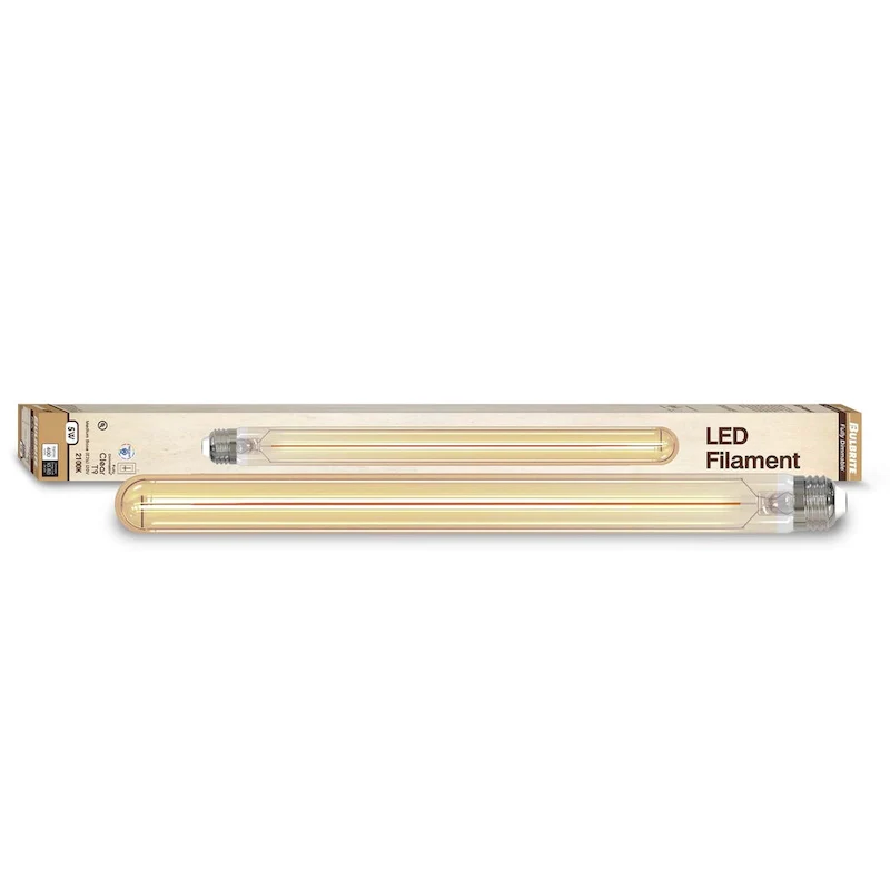 Bulbrite LED Filament Pack of (4) 5 Watt Dimmable 15 Inch T9 Light Bulb with Antique Glass Finish and Medium (E26) Base