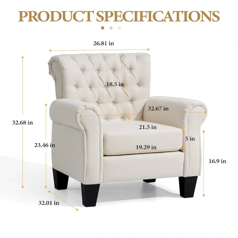 Accent Club Chair with Arms and Padded Seat