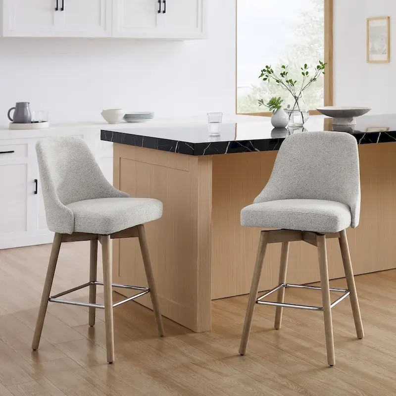 Art Leon Set of 2 Upholstered Counter Height Swivel Barstool
