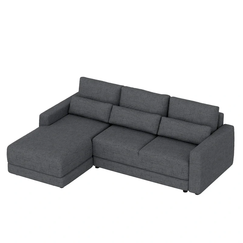 L-shaped Modular Sectional Sofa with Removable Back Cushions and 3 Pillows