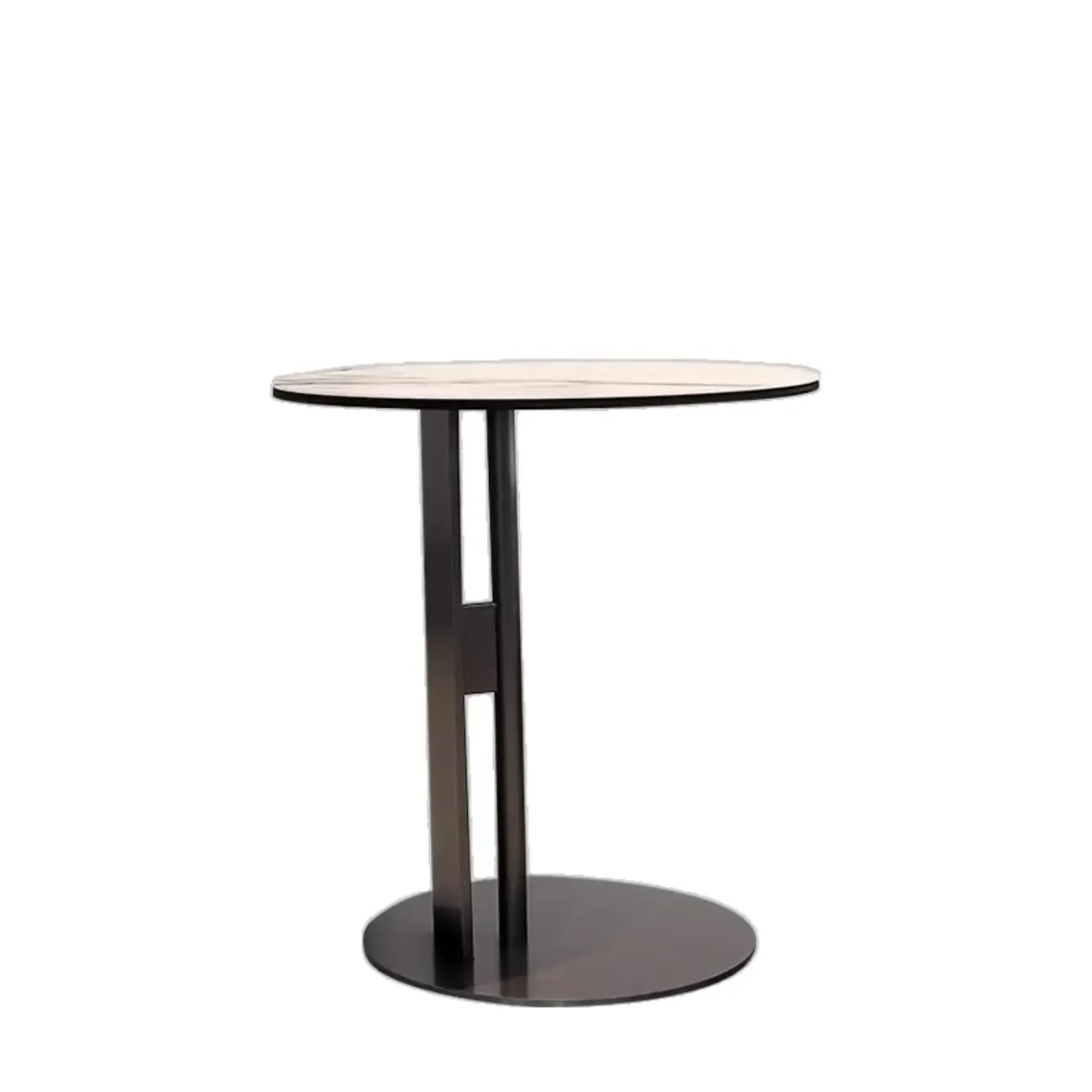 Glam Wood Black Round Table with Abstract Tripod Base