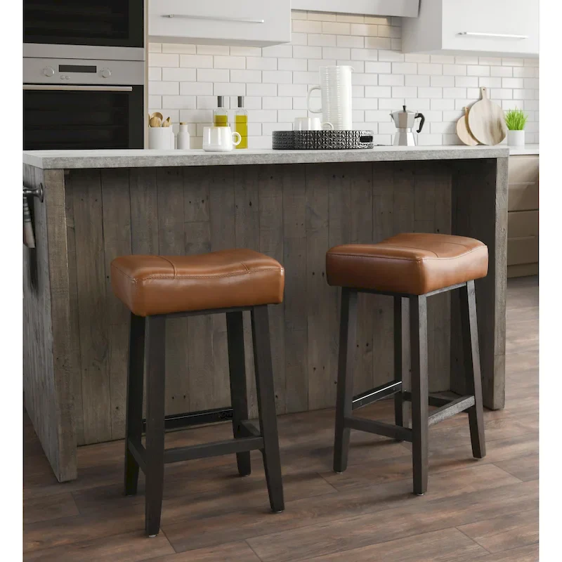 Butterscotch and Dark Brown Backless Counter Stool