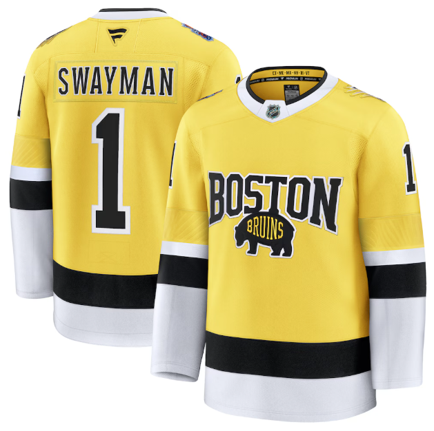 Boston Bruins Jeremy Swayman Fanatics Gold 2026 Stadium Series Premium Jersey