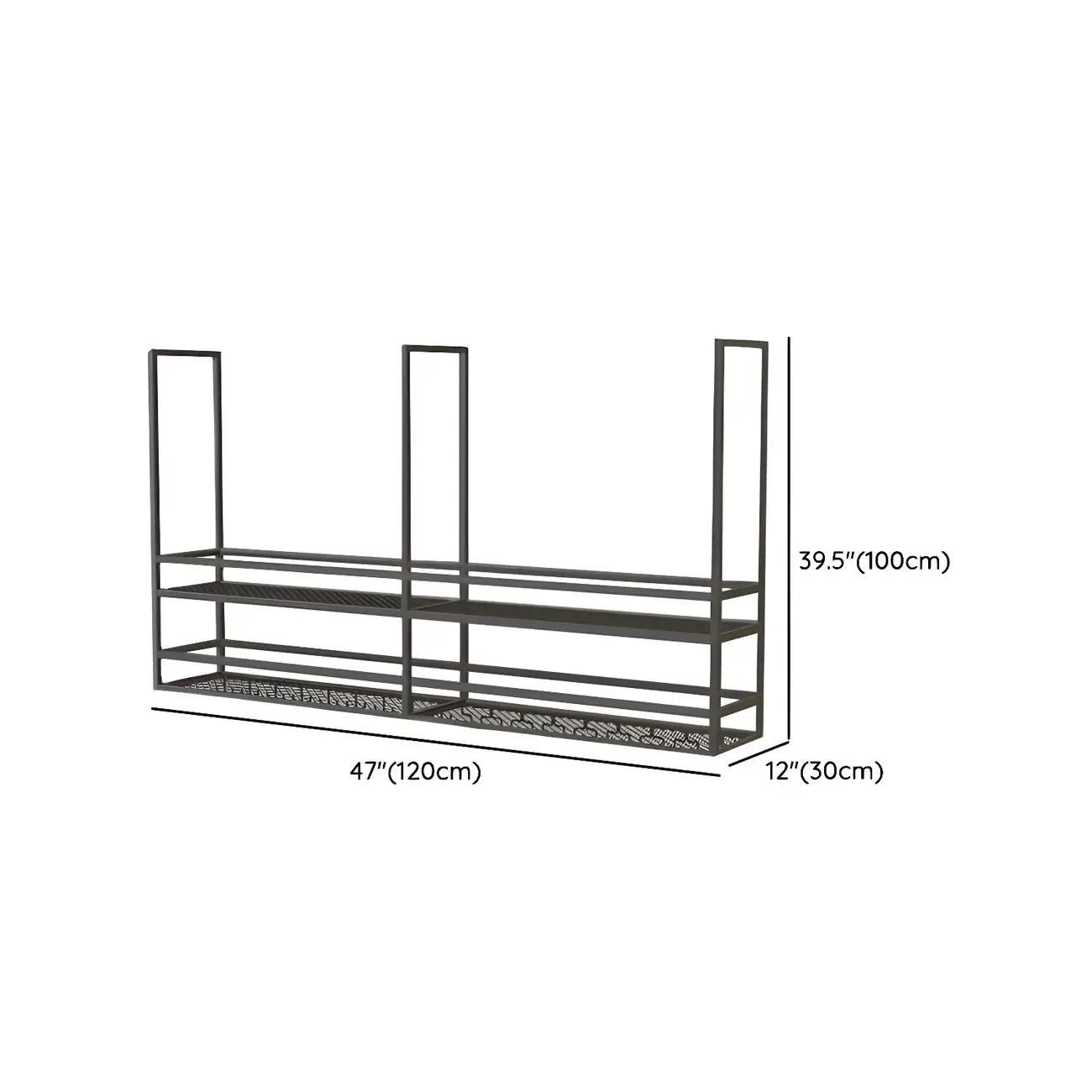 Black Metal Large Hanging Wine Rack with Glass Holder