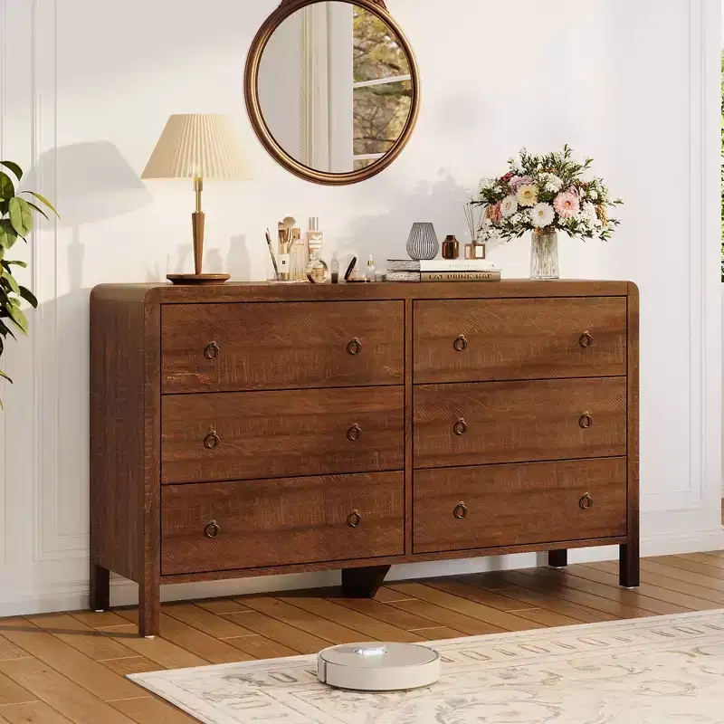 COZONY 6/7 Drawer Dresser for Bedroom,Wood Chest of Drawers with Metal Handles, Storage Organizer Dresser for Living Room & TV Stand Use