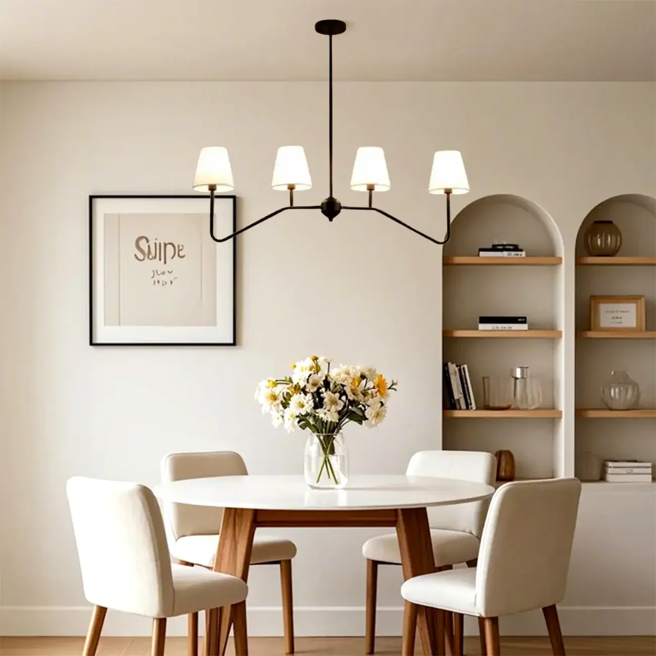 Black Metal Island Pendant Light with 4 Lights in Fabric Cylinder Shape