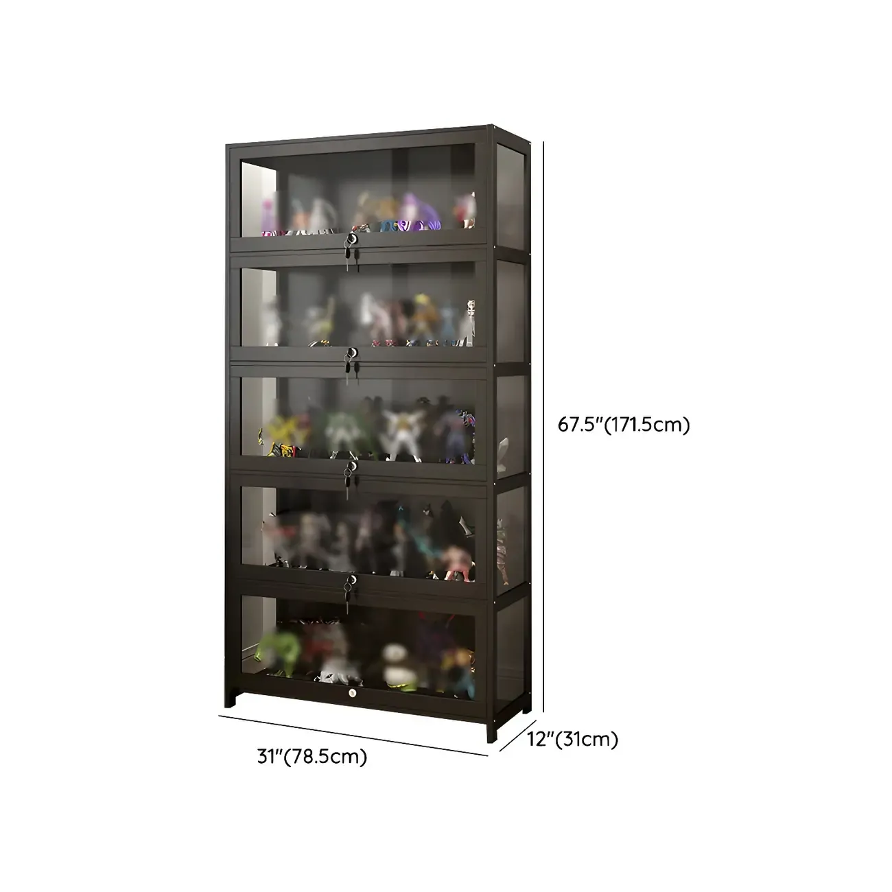 Living Room Modern Black Glass Figurine Display Cabinet