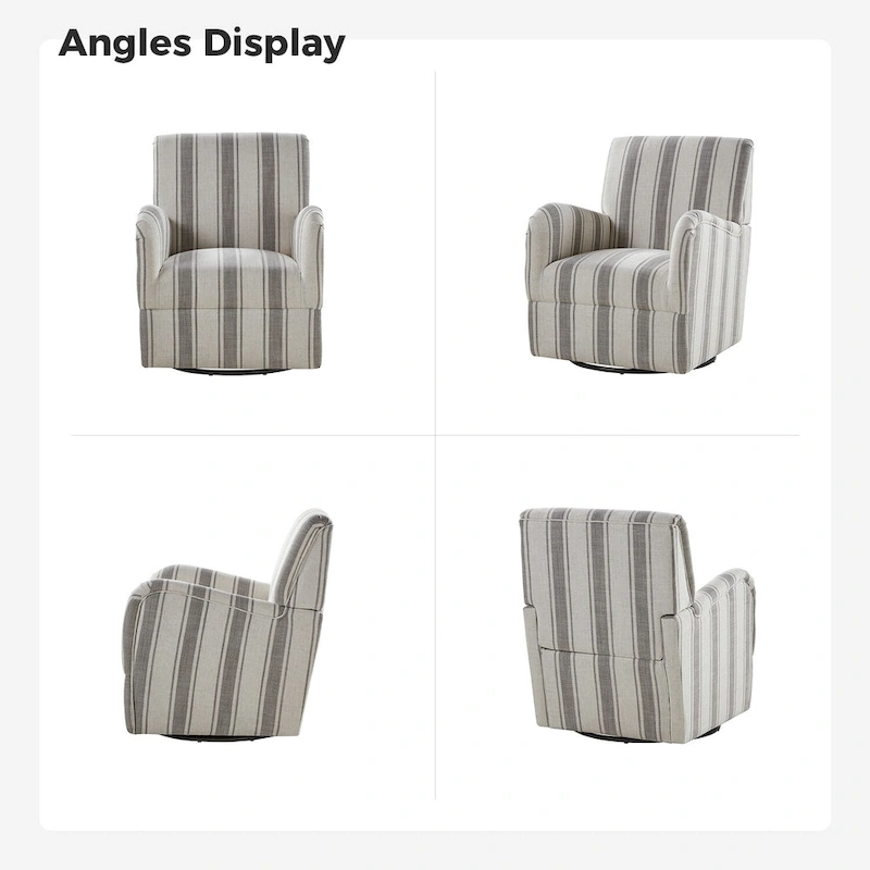 Pancy Traditional Swivel Armchair with Jacobean Strip Pattern Set of 2 by HULALA HOME